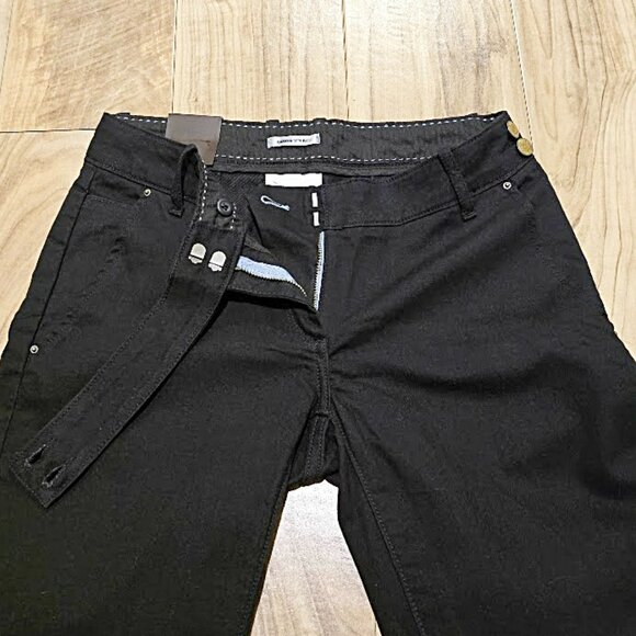 New Banana Republic Black Trouser Jeans Wide Leg Cuffed Sz 2 Womens Pants 30x31 - Picture 7 of 16